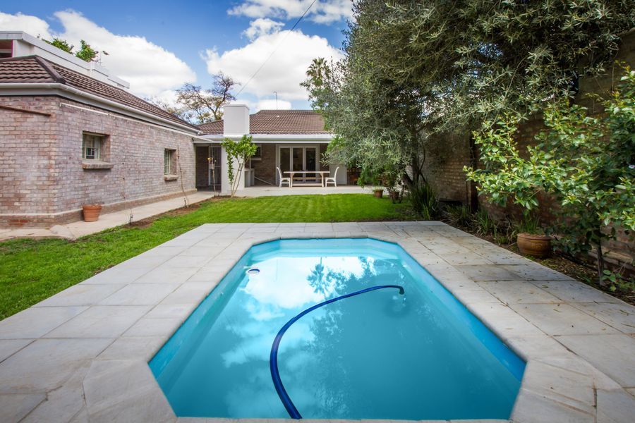 The private pool in the walled garden